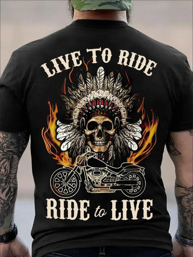 Men's Skull & Feather Graphic Tee - Soft Blend, Crew Neck, Short Sleeve, Casual Summer Shirt With Stretch, Machine Washable - Versatile All-Season Wear
