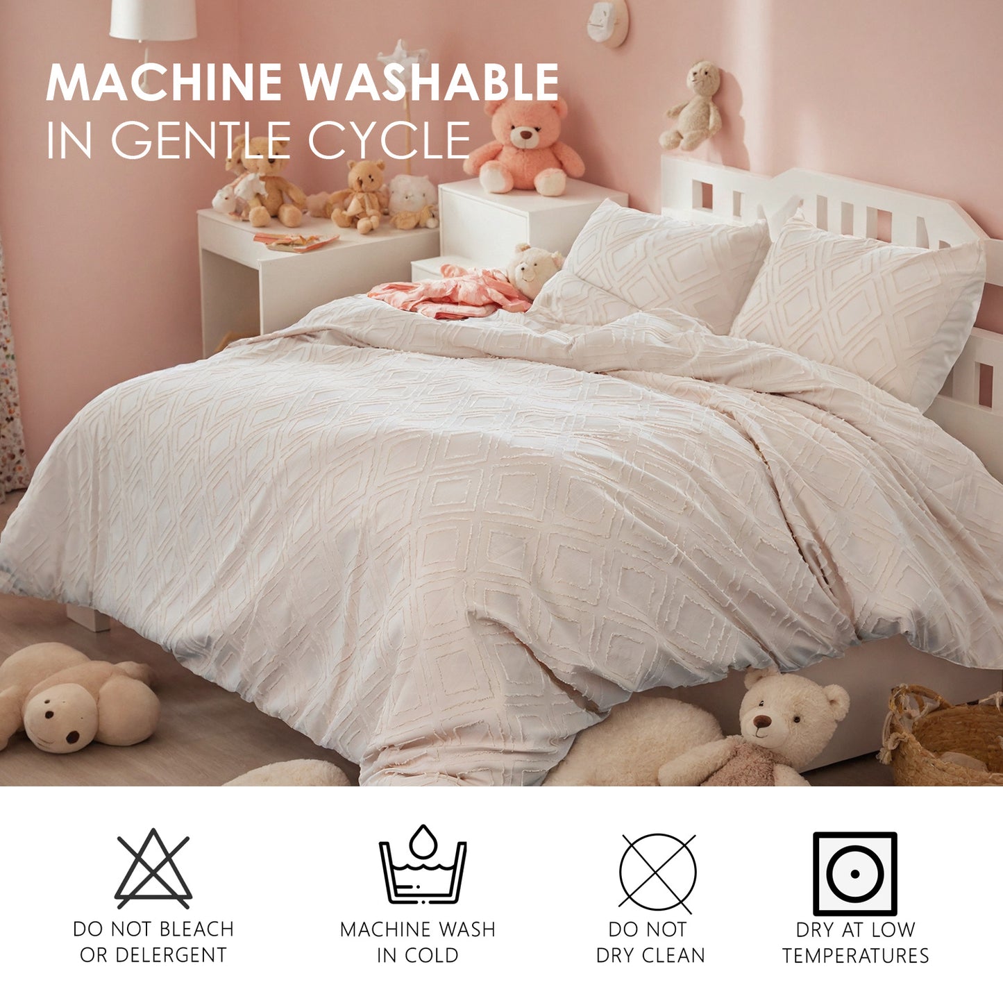 Bohemian Style Quilt Cover Set, Cut Flower Quilt Cover, Tufted Quilt Cover Three-piece Set, One Quilt Cover And Two Pillowcases, Washable And Machine Washable Without Shrinkage, Suitable For Hotels