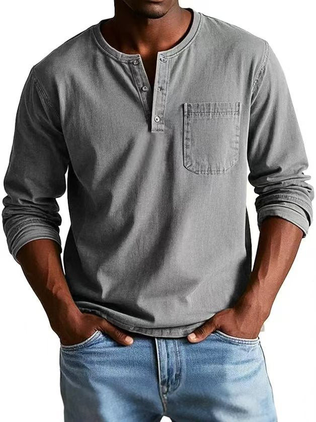 Men's Autumn And Winter Round Neck T-shirt Slim Fit Top