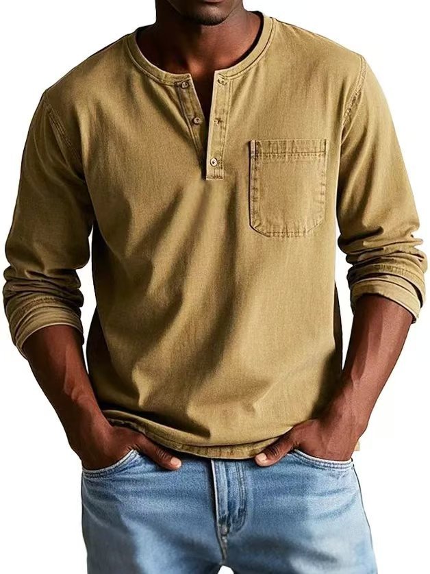 Men's Autumn And Winter Round Neck T-shirt Slim Fit Top