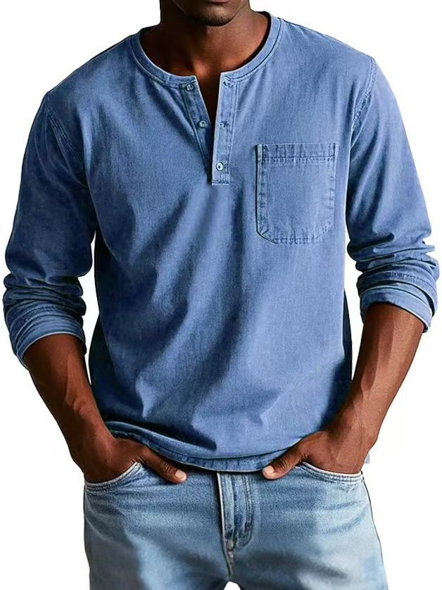 Men's Autumn And Winter Round Neck T-shirt Slim Fit Top