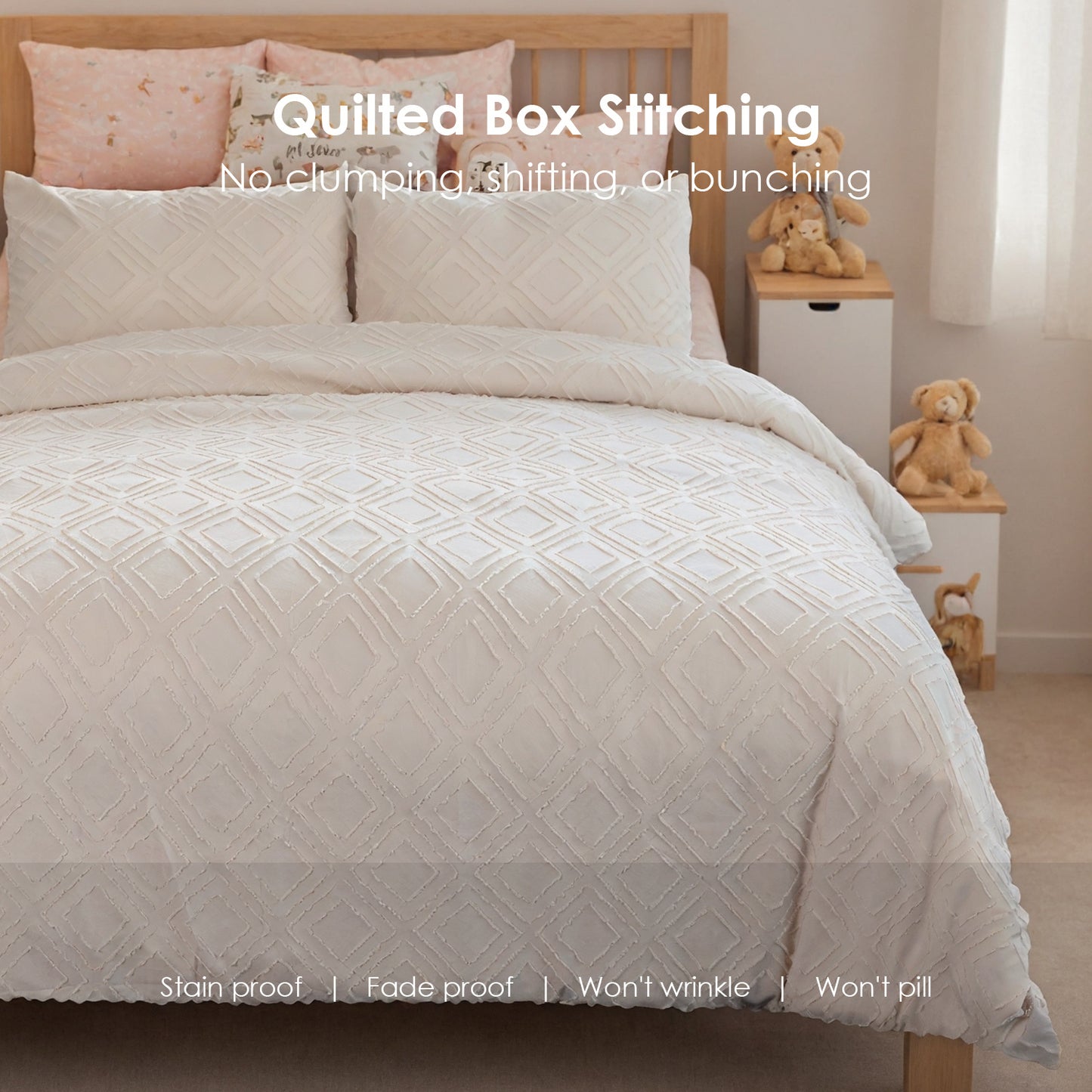 Bohemian Style Quilt Cover Set, Cut Flower Quilt Cover, Tufted Quilt Cover Three-piece Set, One Quilt Cover And Two Pillowcases, Washable And Machine Washable Without Shrinkage, Suitable For Hotels