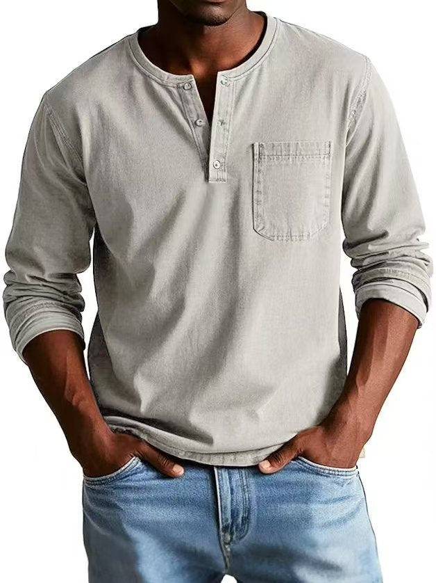 Men's Autumn And Winter Round Neck T-shirt Slim Fit Top