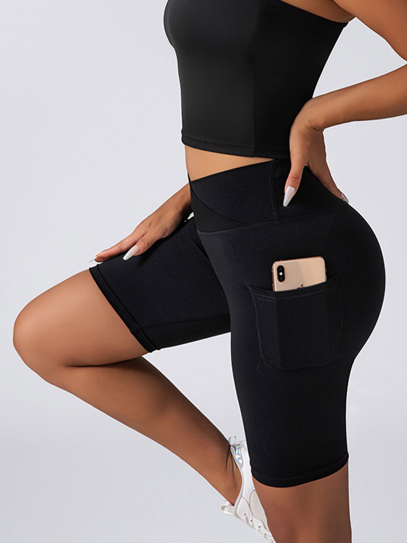 3 Pack Biker Shorts With Pockets High Waist Tummy Control Running Workout Polymide Gym Volleyball Yoga Shorts