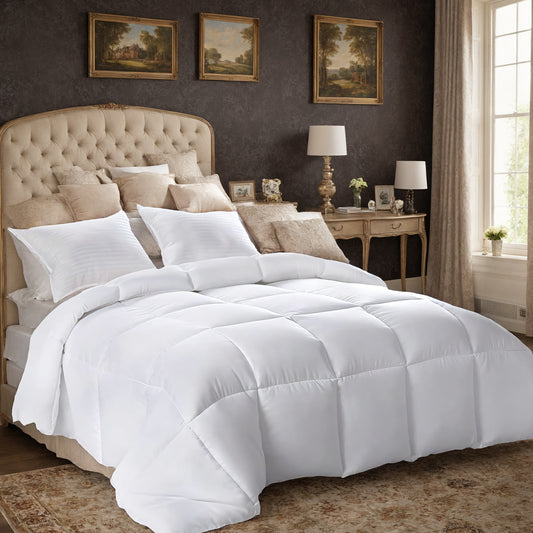 All-polyester Brushed Single Quilt Core Lattice Quilting With Microfiber Filling,  Suitable For All Seasons, Down Quilt Alternative, Breathable And Warm,  White Plaid, OKO-100 Certified, CPC Childre