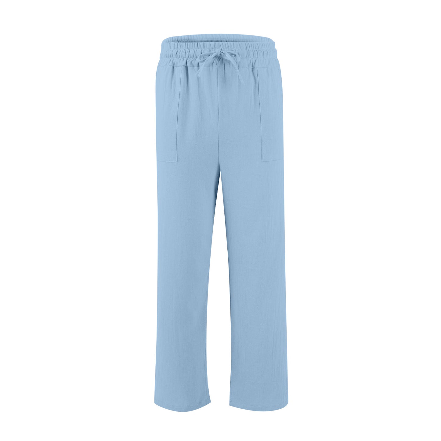 Men's Cotton And Linen Beach Trousers Drawstring Elastic Waist Straight Comfortable Breathable