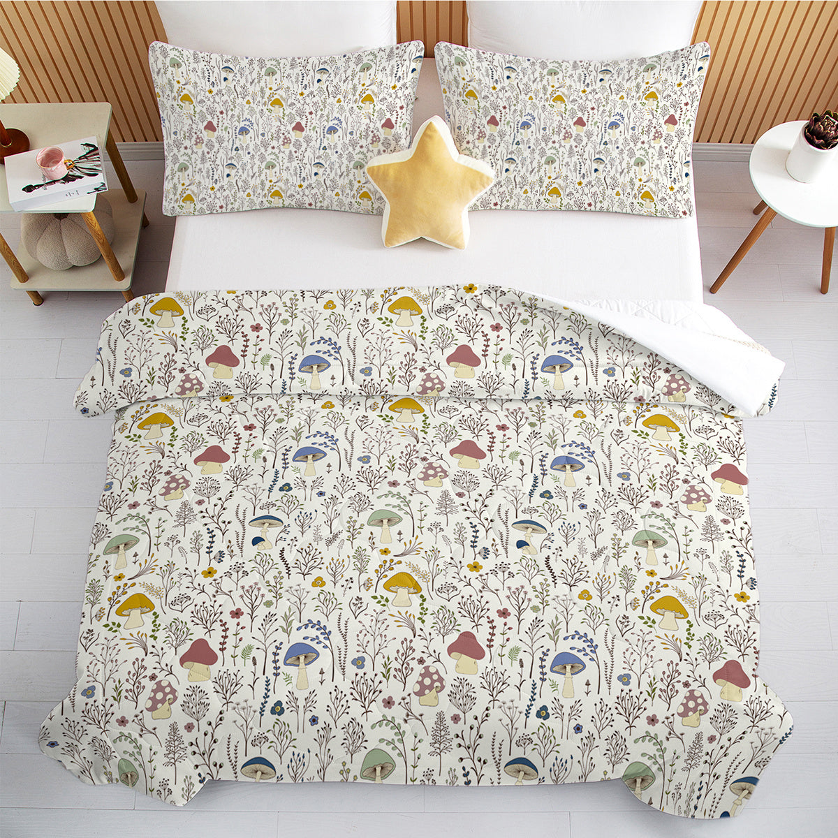 3 Pieces Mushroom Decoration Comforter Set Soft Bedding Set For Home Bedroom Decor Twin Full Queen King Size