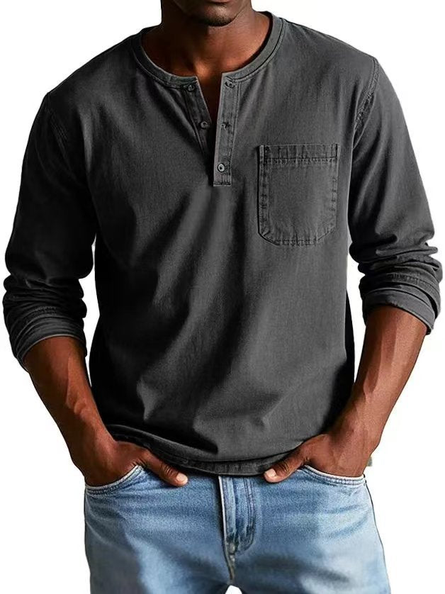 Men's Autumn And Winter Round Neck T-shirt Slim Fit Top