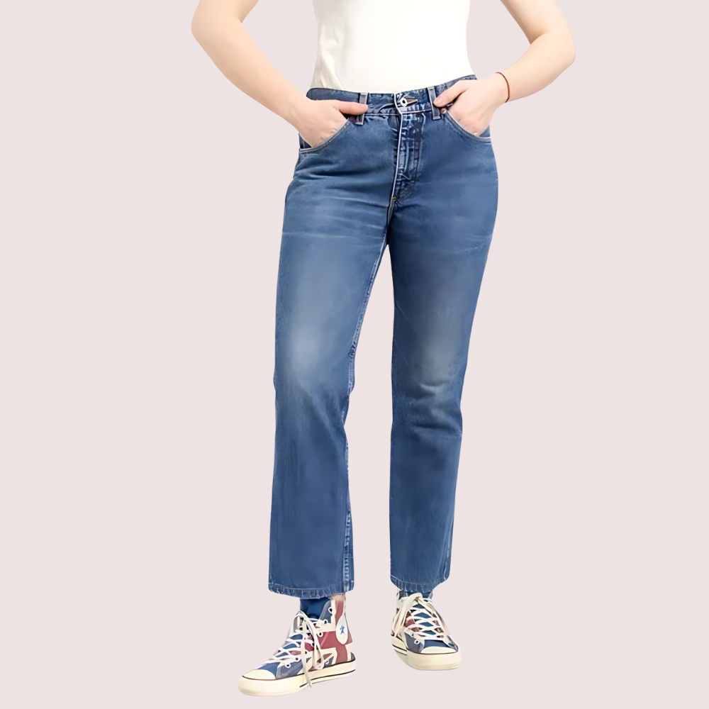 Women&#39;s 90s Blue Denim Straight Leg Jeans