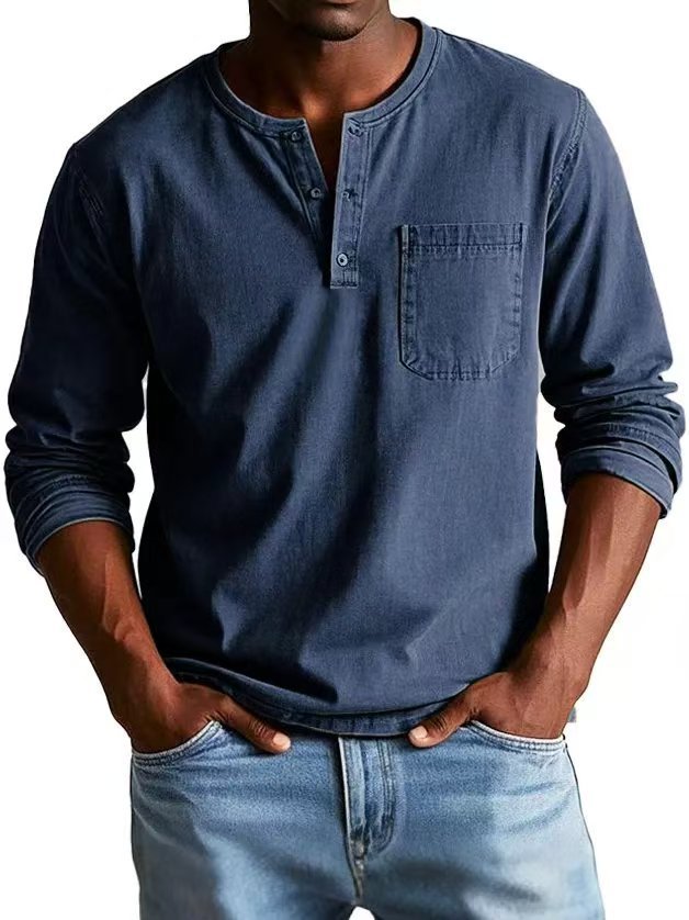 Men's Autumn And Winter Round Neck T-shirt Slim Fit Top