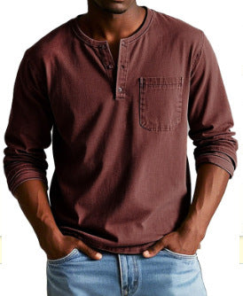 Men's Autumn And Winter Round Neck T-shirt Slim Fit Top