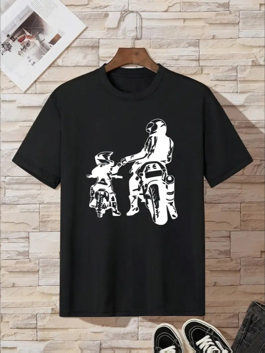 Leisure T-Shirt For Teenage Boys Riding Motorcycles
