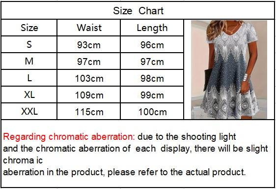 Women's Printed Casual Short Sleeve V Neck Dress