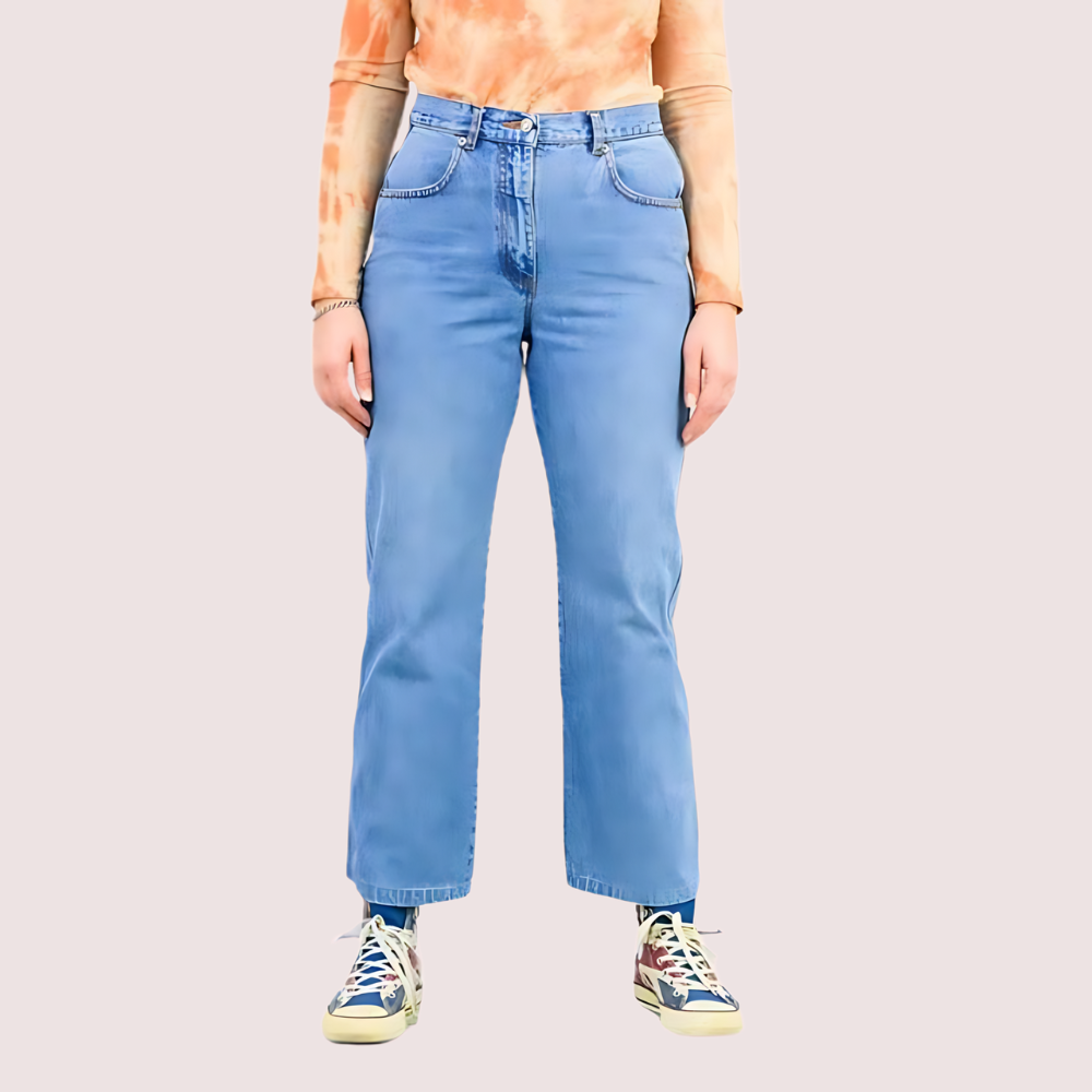 Classic 90s Boyfriend Blue Denim Wide Leg Jeans