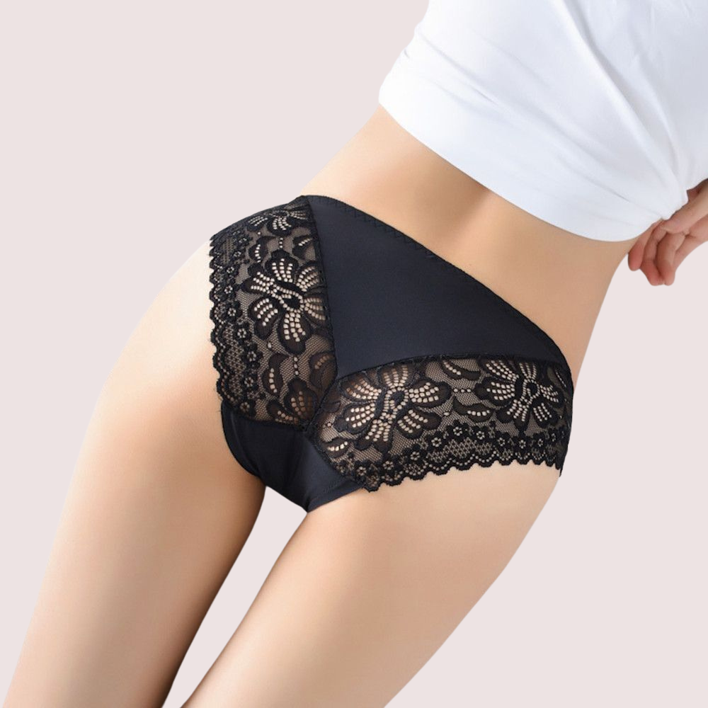 Crimson Elegance Lace Low-Waist Underwear