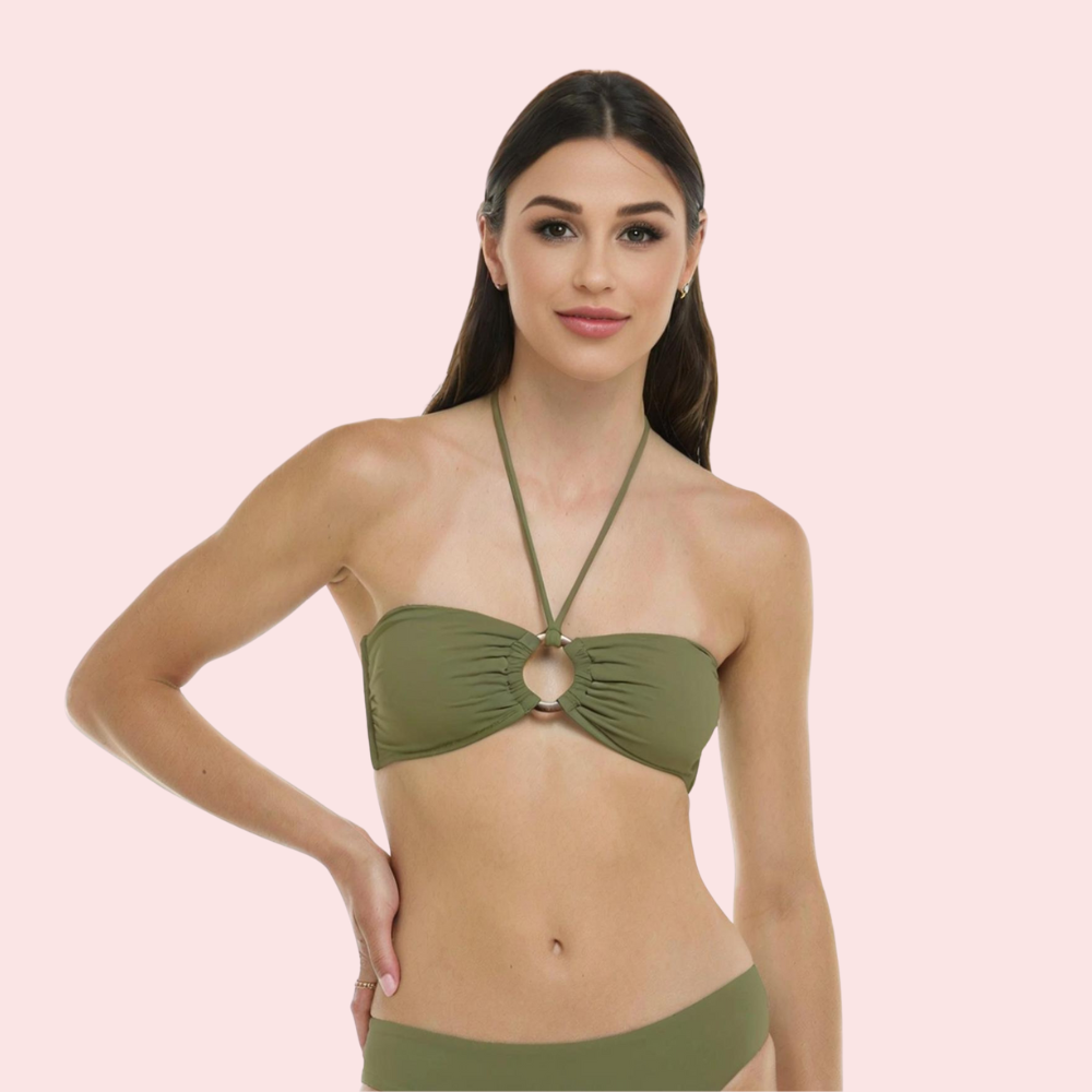 Olive Chic O-Ring Convertible Bandeau Bikini Top (Top Only)