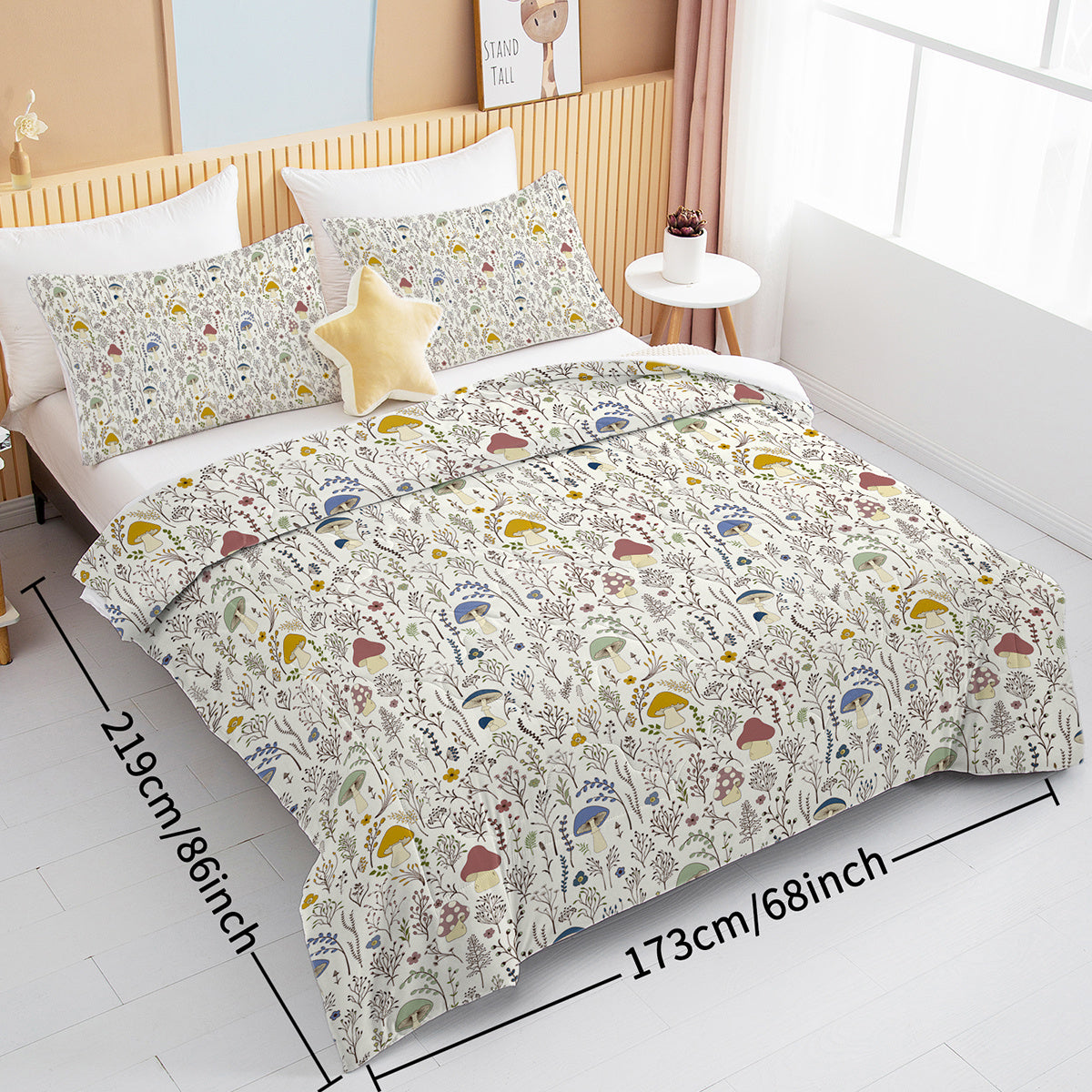 3 Pieces Mushroom Decoration Comforter Set Soft Bedding Set For Home Bedroom Decor Twin Full Queen King Size