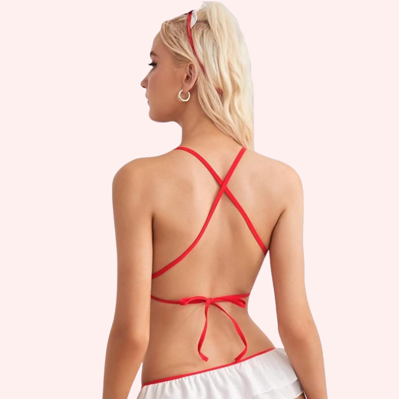 French Daina Naughty Nurse Sling Sheer Lingerie Set with Luxury Panty Gift